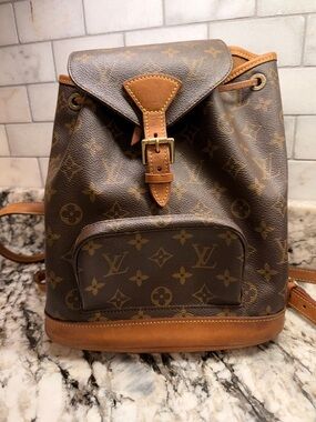 Louis Vuitton Monogram Canvas Drawstring Backpack in Brown and Tan
